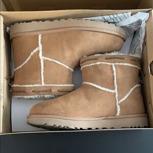 UGG Chestnut Suede Boots with Fur Trim